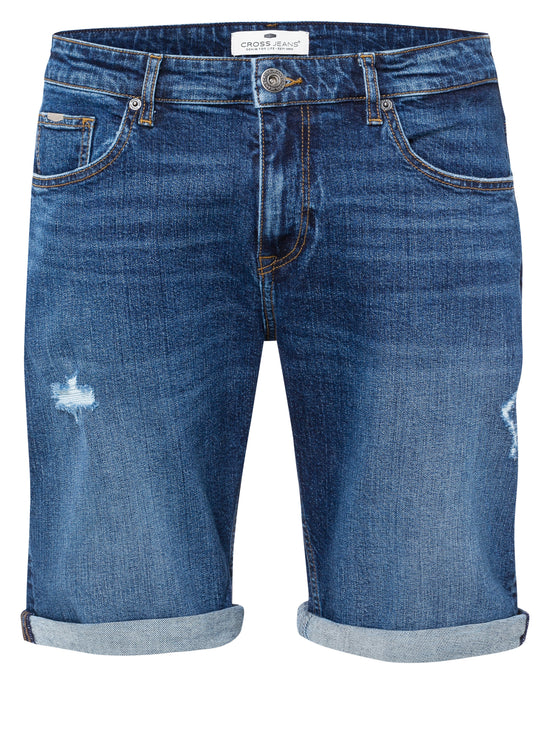 Leom Herren Jeans Regular Shorts blau