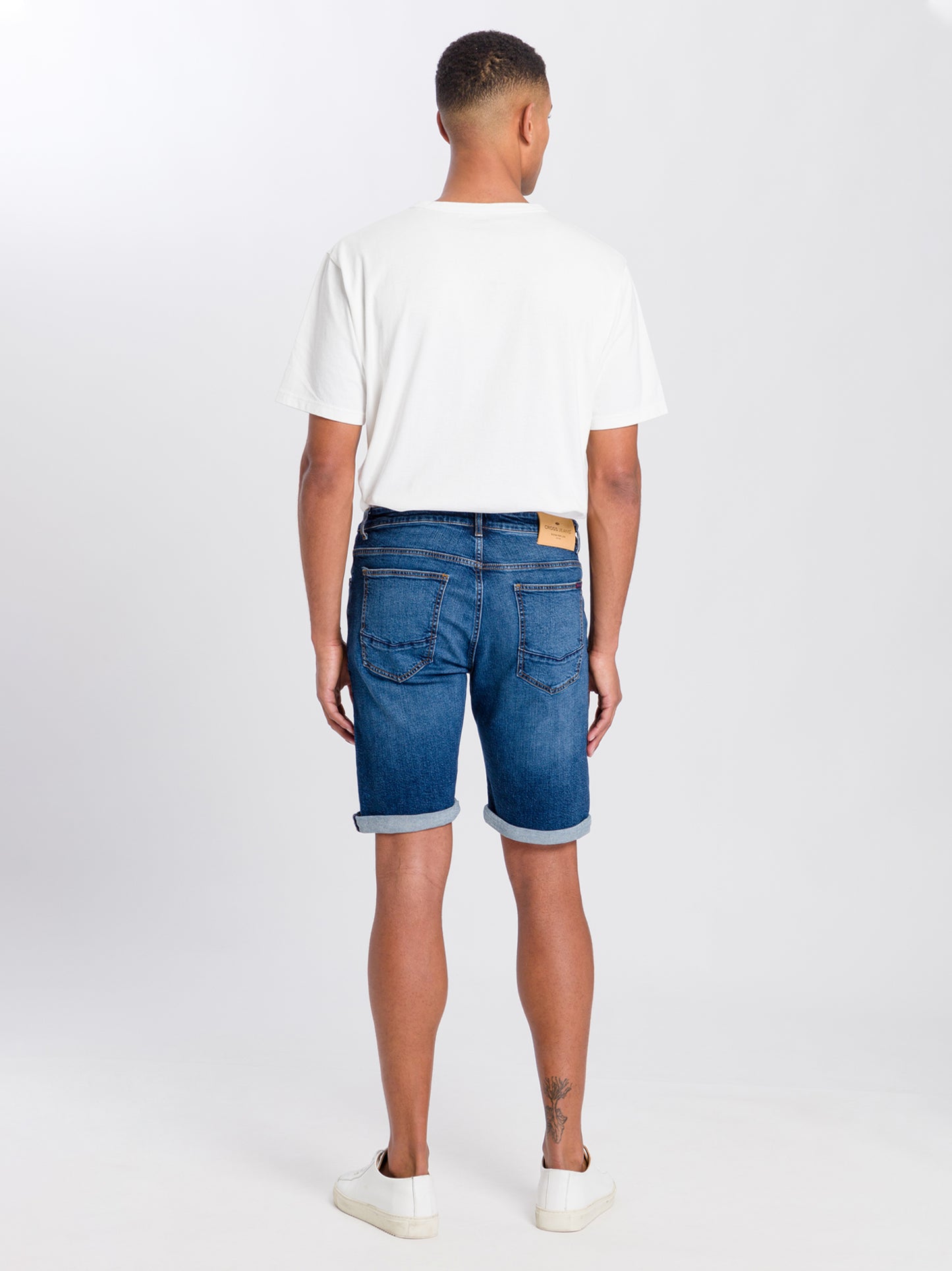 Leom Herren Jeans Regular Shorts blau