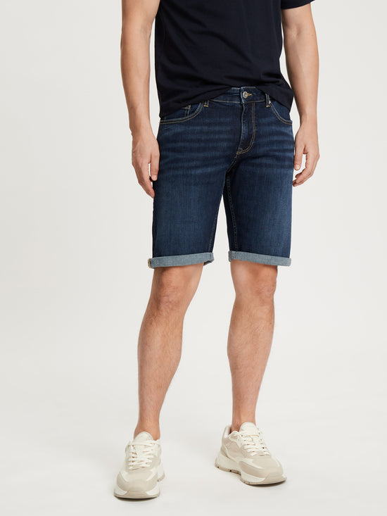 Leom Herren Jeans Shorts Regular dunkelblau