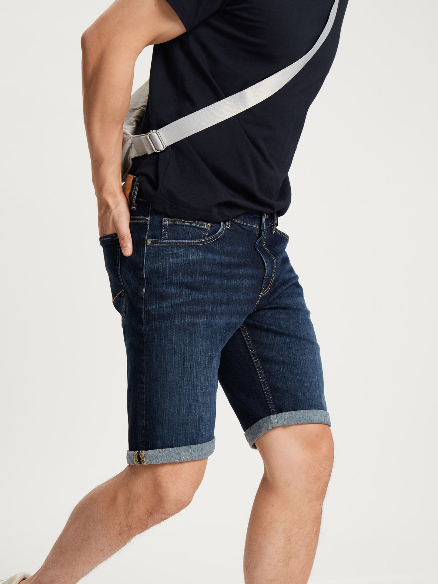 Leom Herren Jeans Shorts Regular dunkelblau