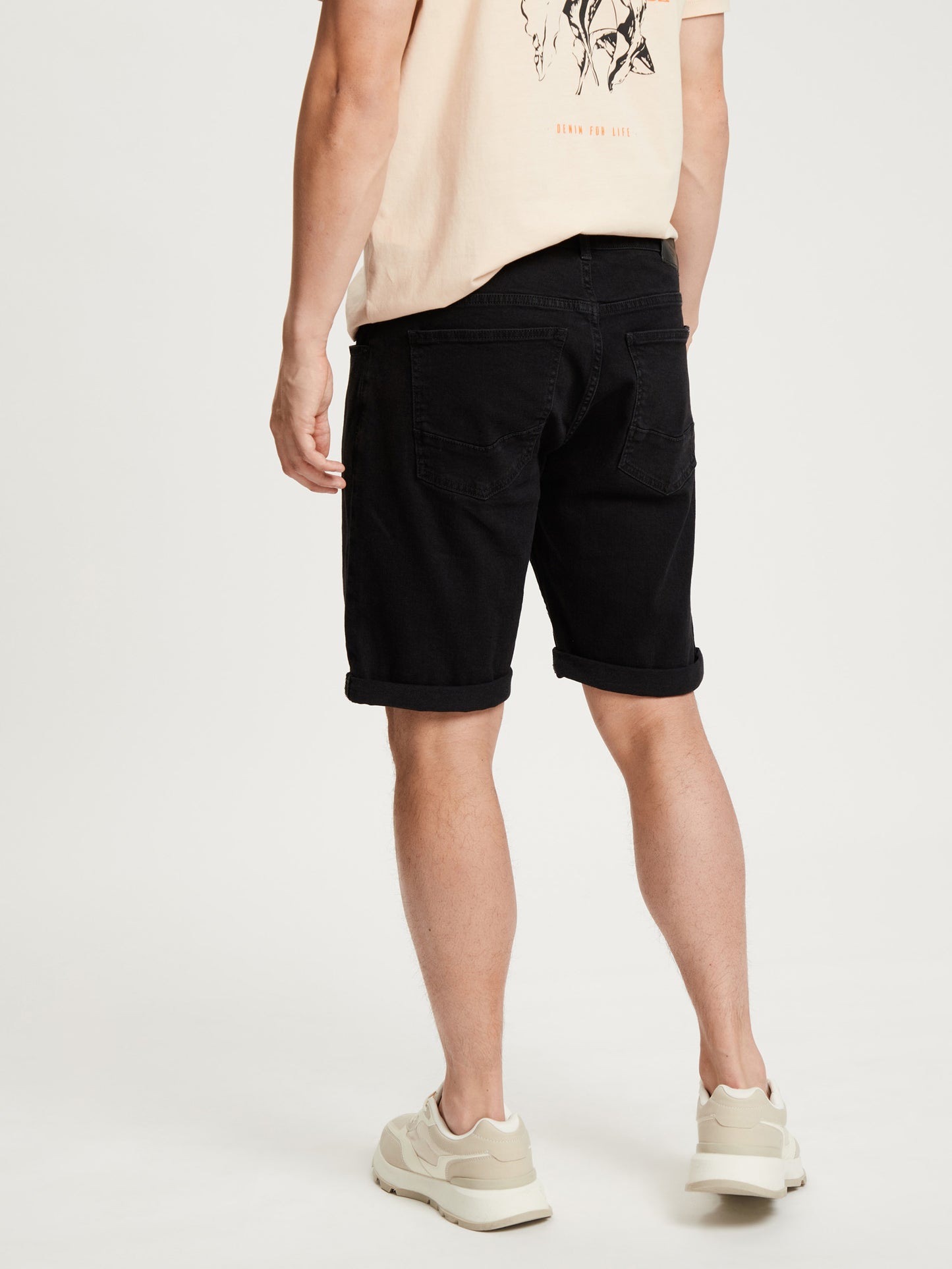 Leom Herren Jeans Shorts Regular schwarz