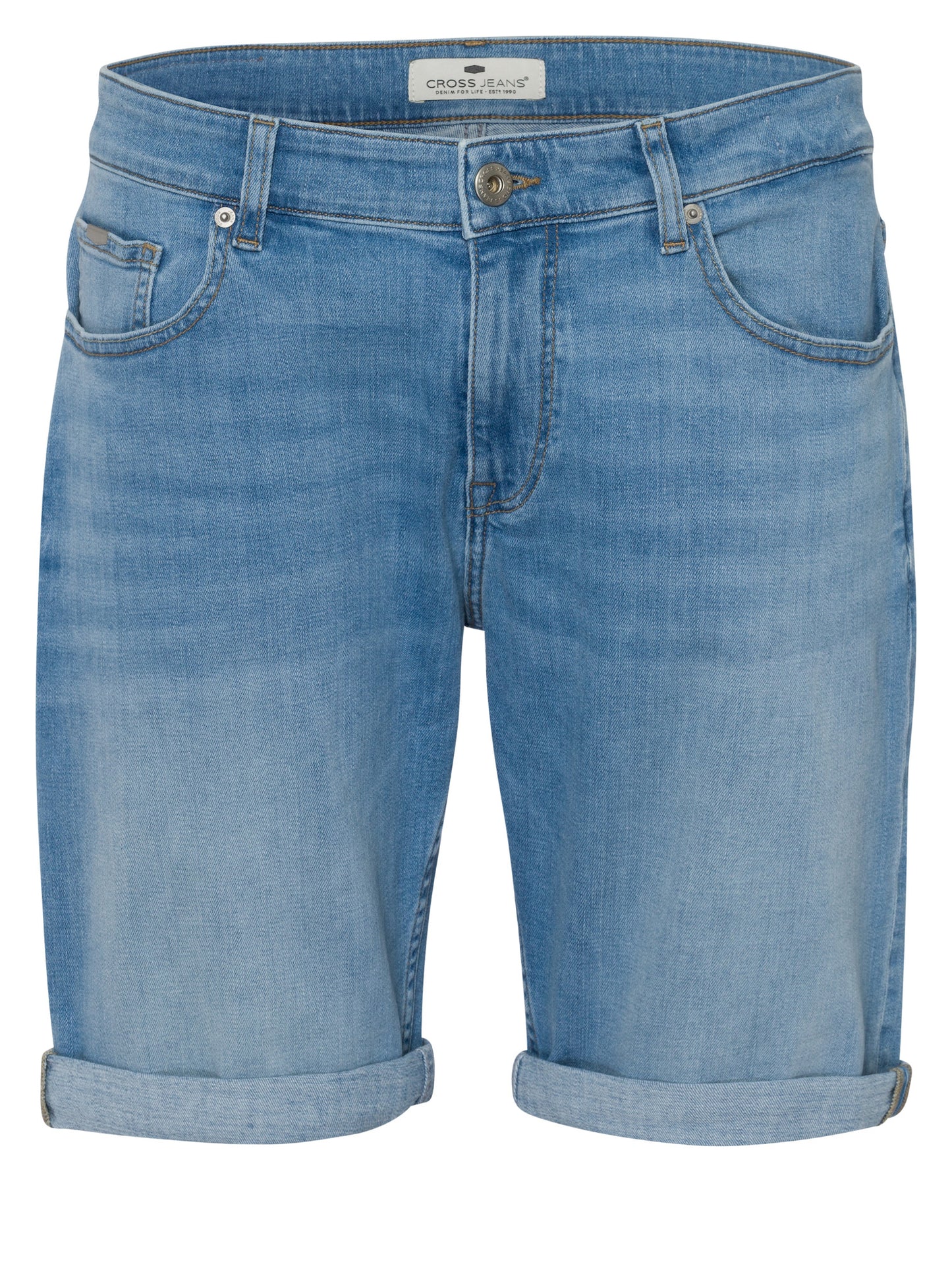 Leom Herren Jeans-Shorts Regular Fit hellblau