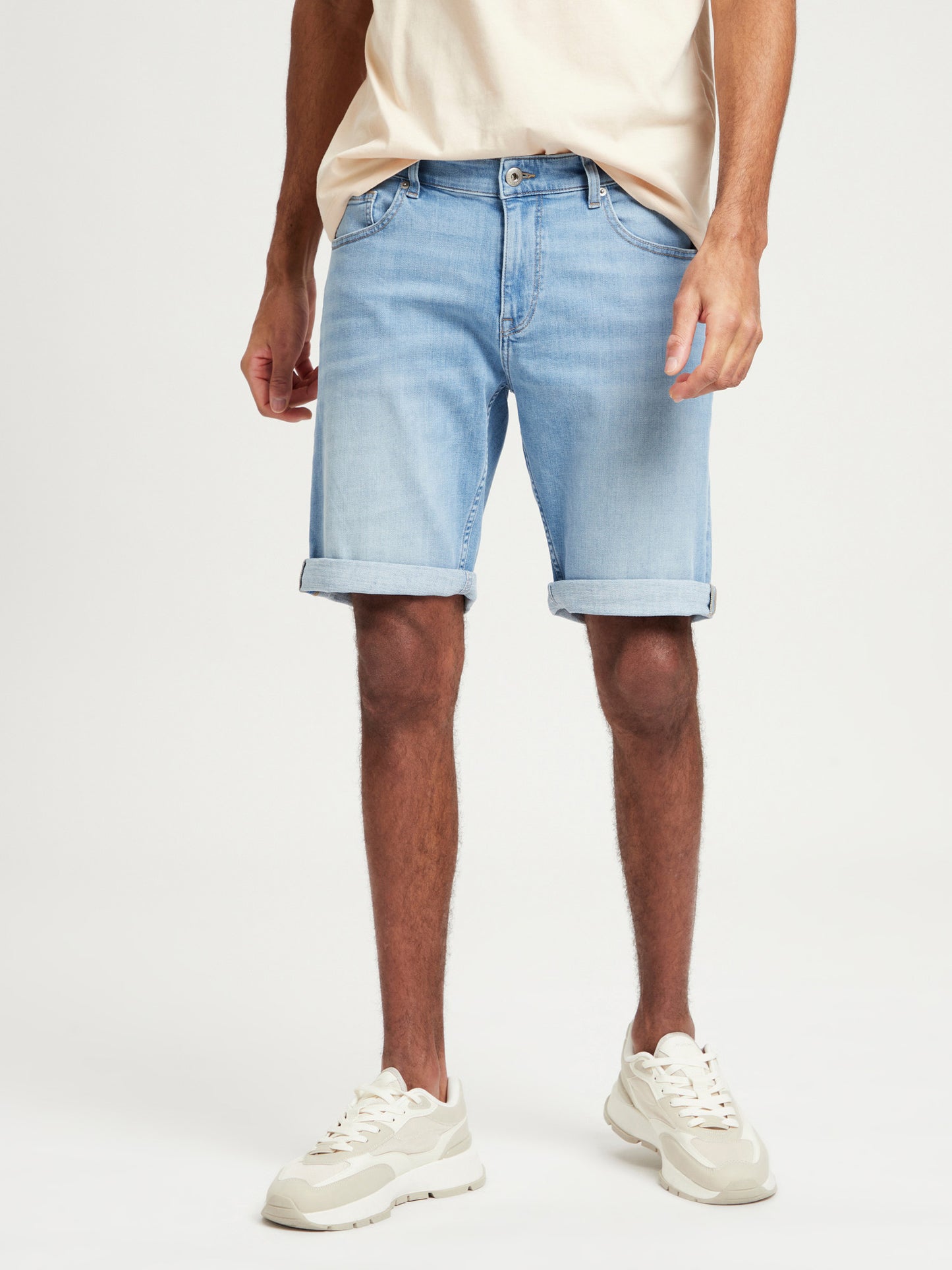 Leom men's denim shorts regular fit light blue