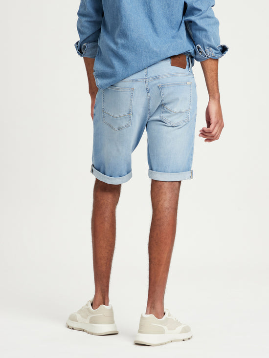 Leom Herren Jeans-Shorts Regular Fit hellblau