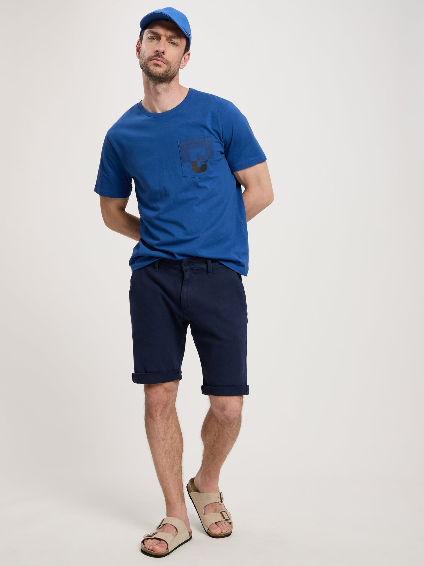 Leom Herren Jeans-Shorts Regular Fit marineblau.