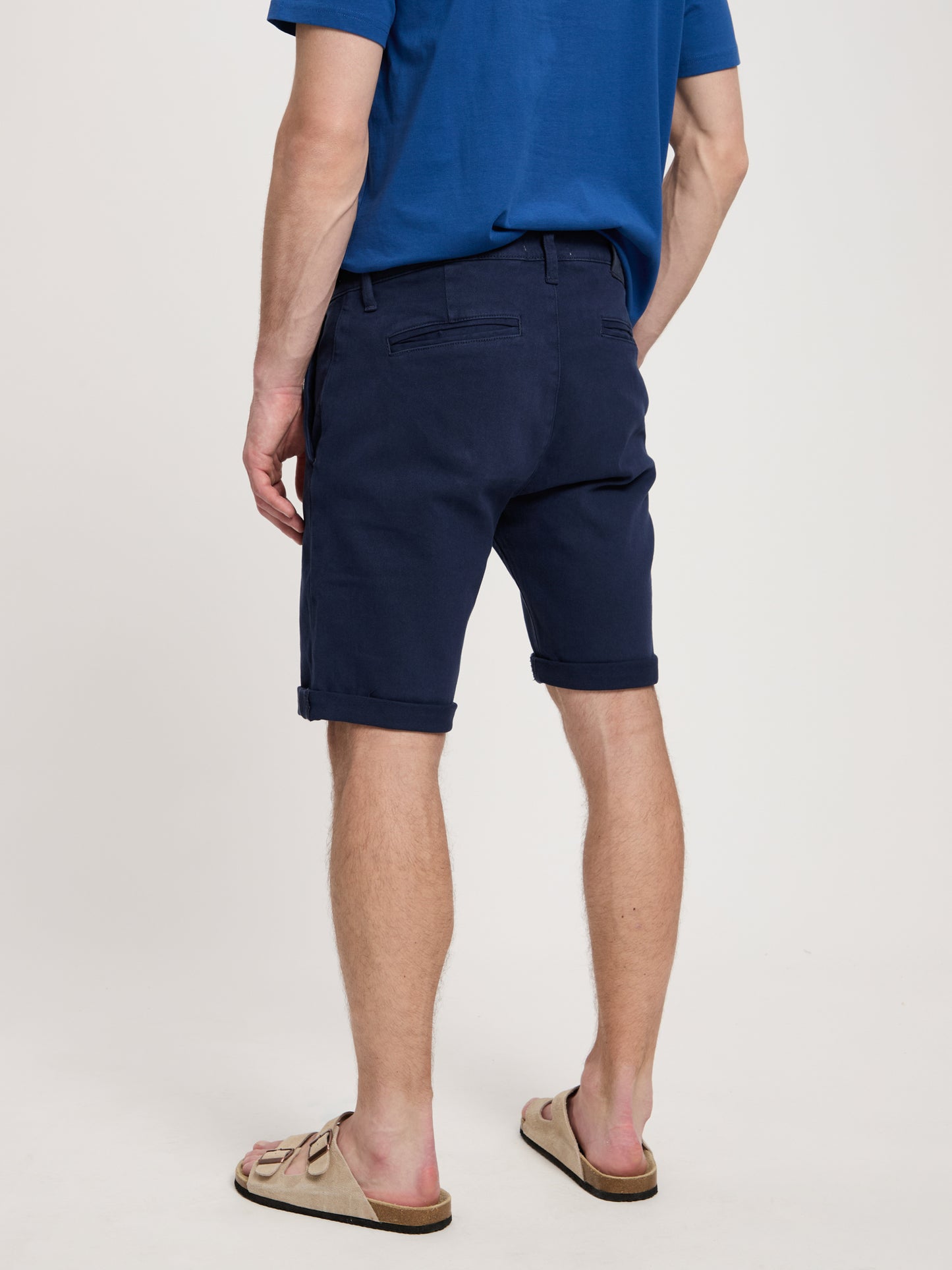 Leom men's denim shorts regular fit navy blue.