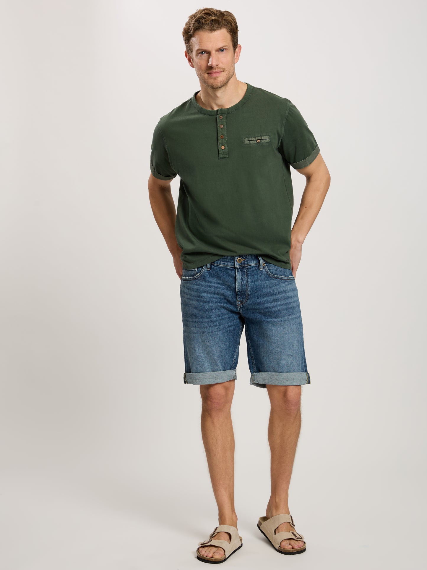Leom men's jeans shorts regular medium blue