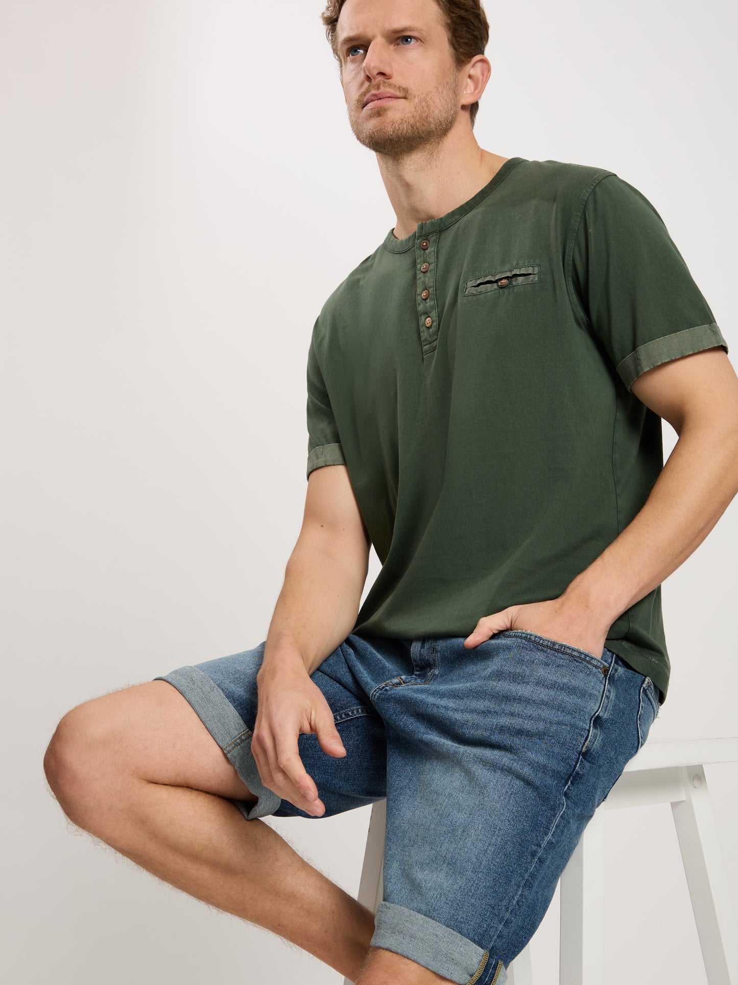 Leom men's jeans shorts regular medium blue