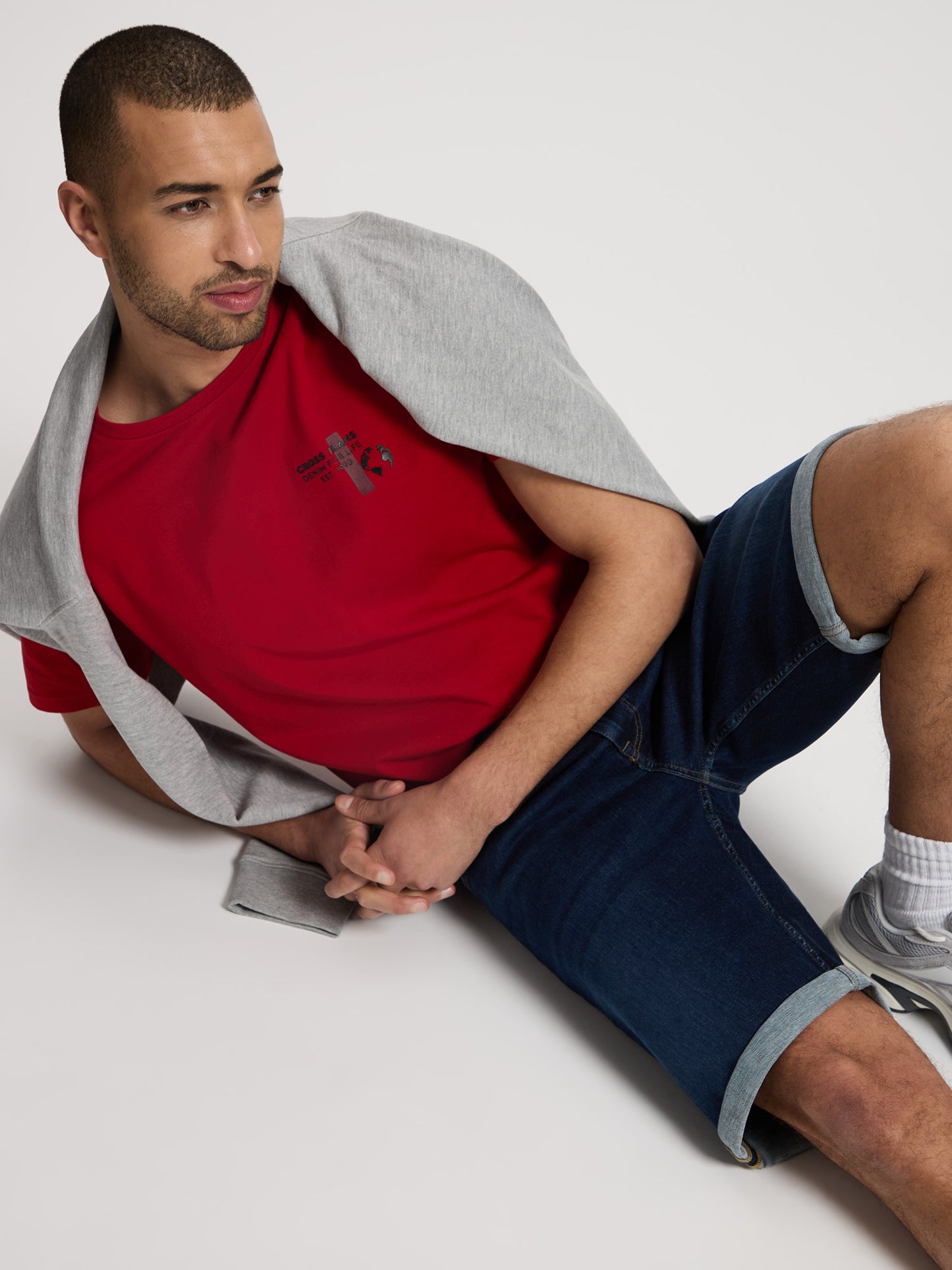 Leom men's jeans shorts regular dark blue