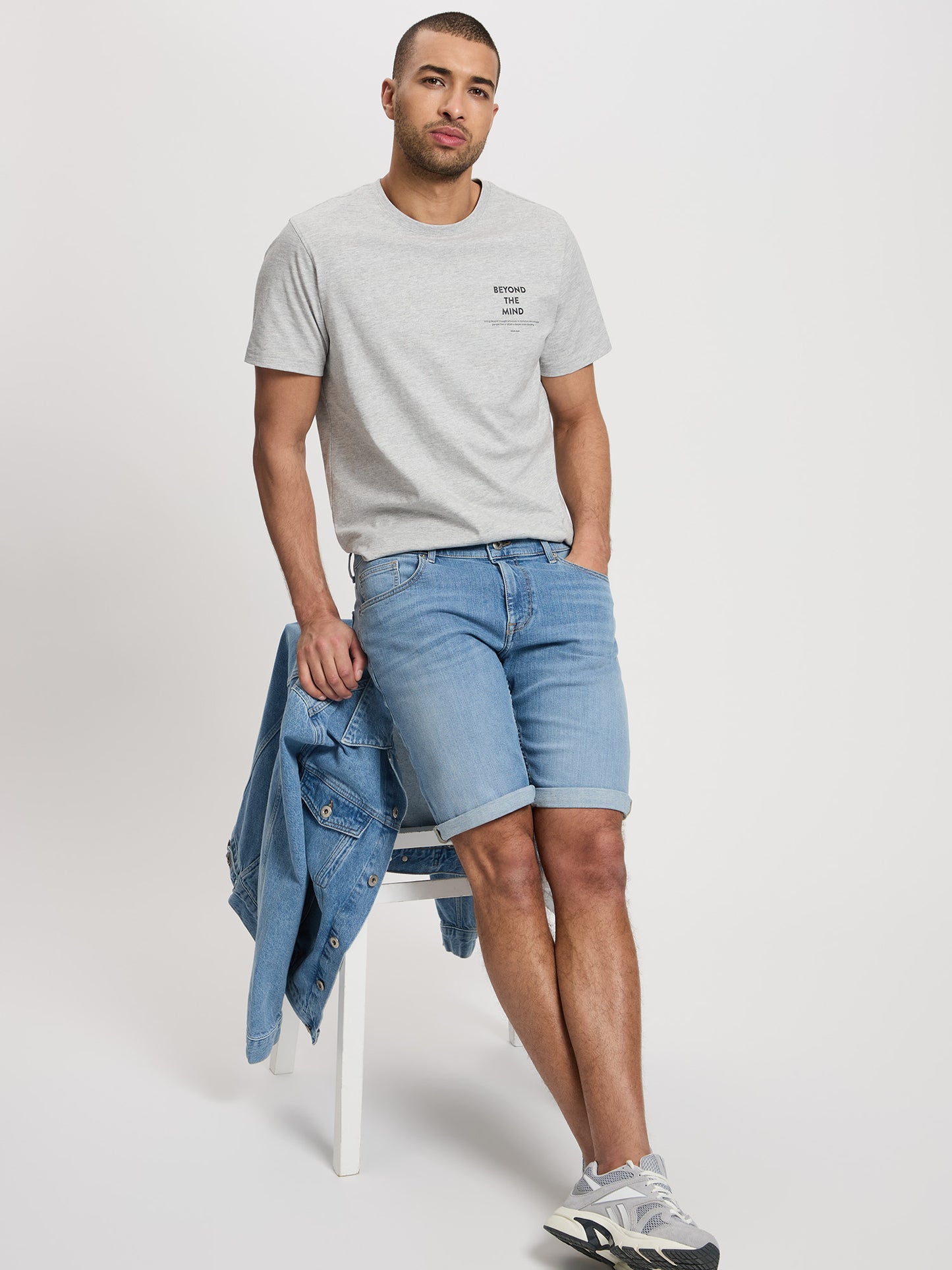 Leom men's jeans shorts regular light blue