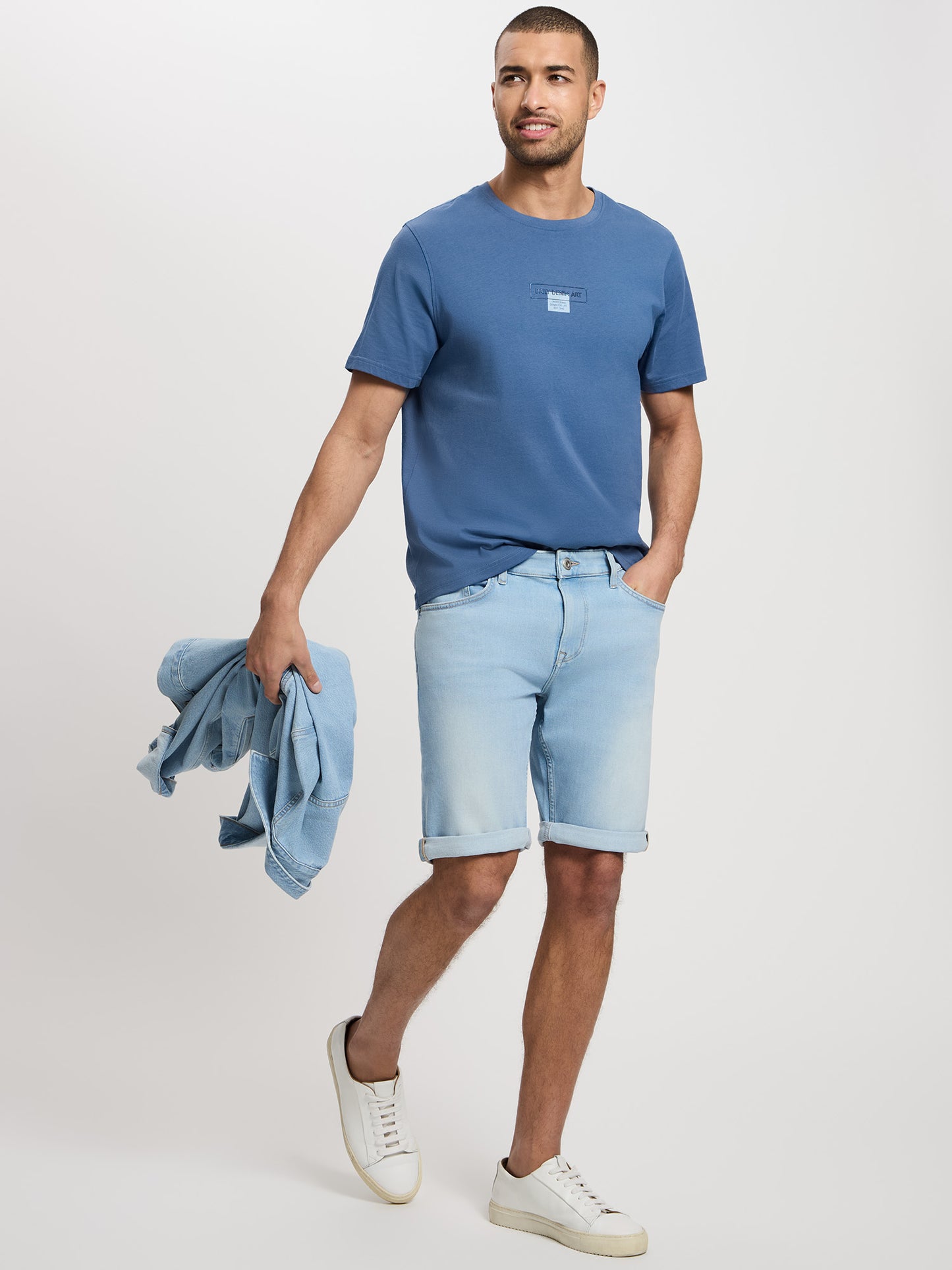 Leom men's jeans shorts regular light blue