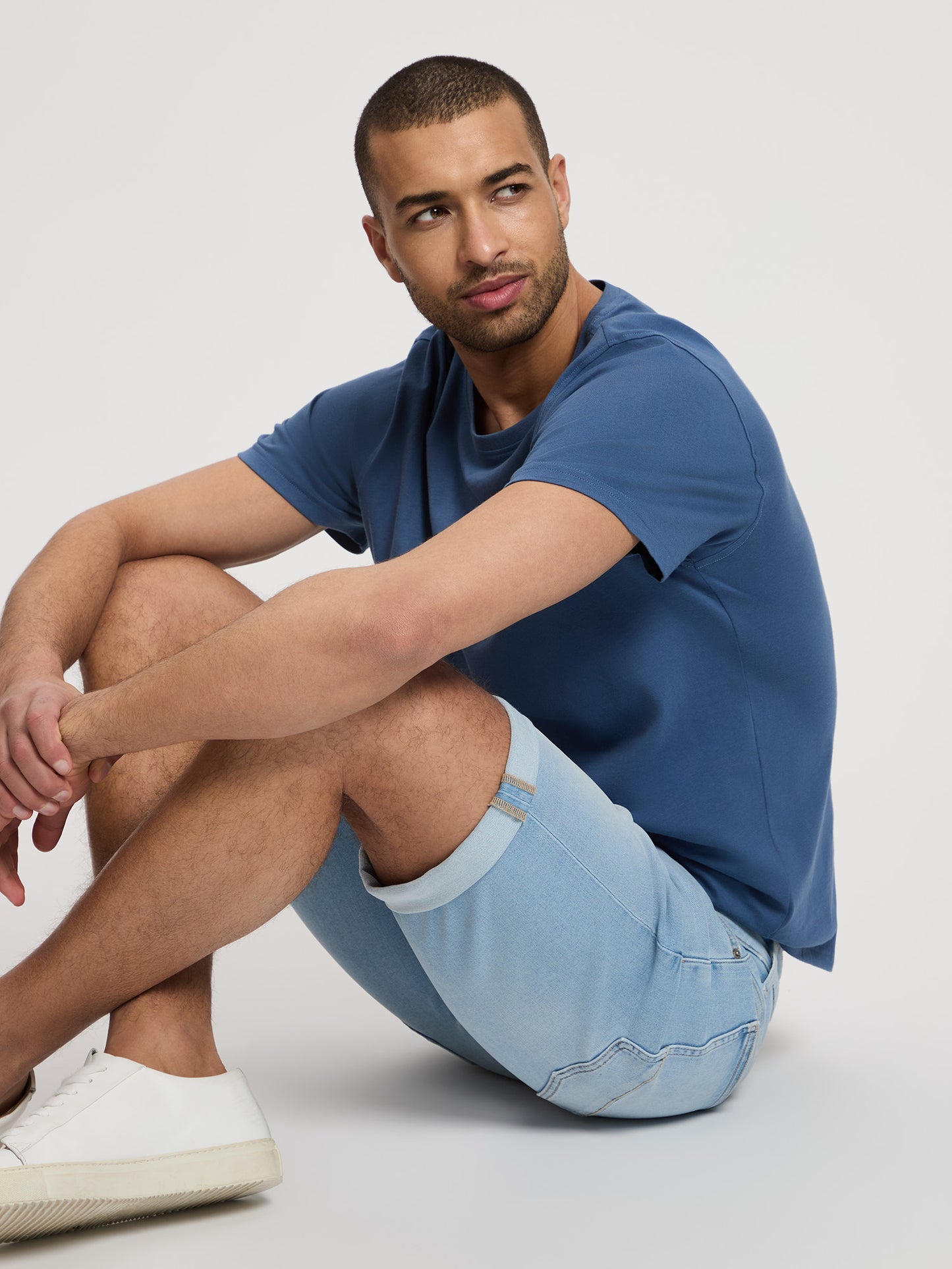 Leom men's jeans shorts regular light blue