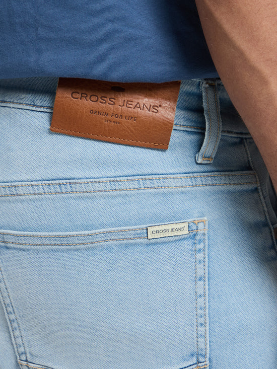 Leom men's jeans shorts regular light blue