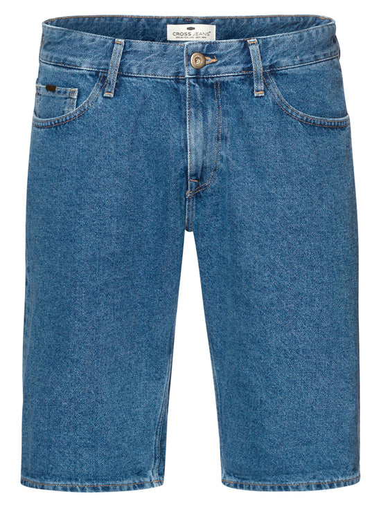 Leom Herren Jeans Regular Shorts mittelblau