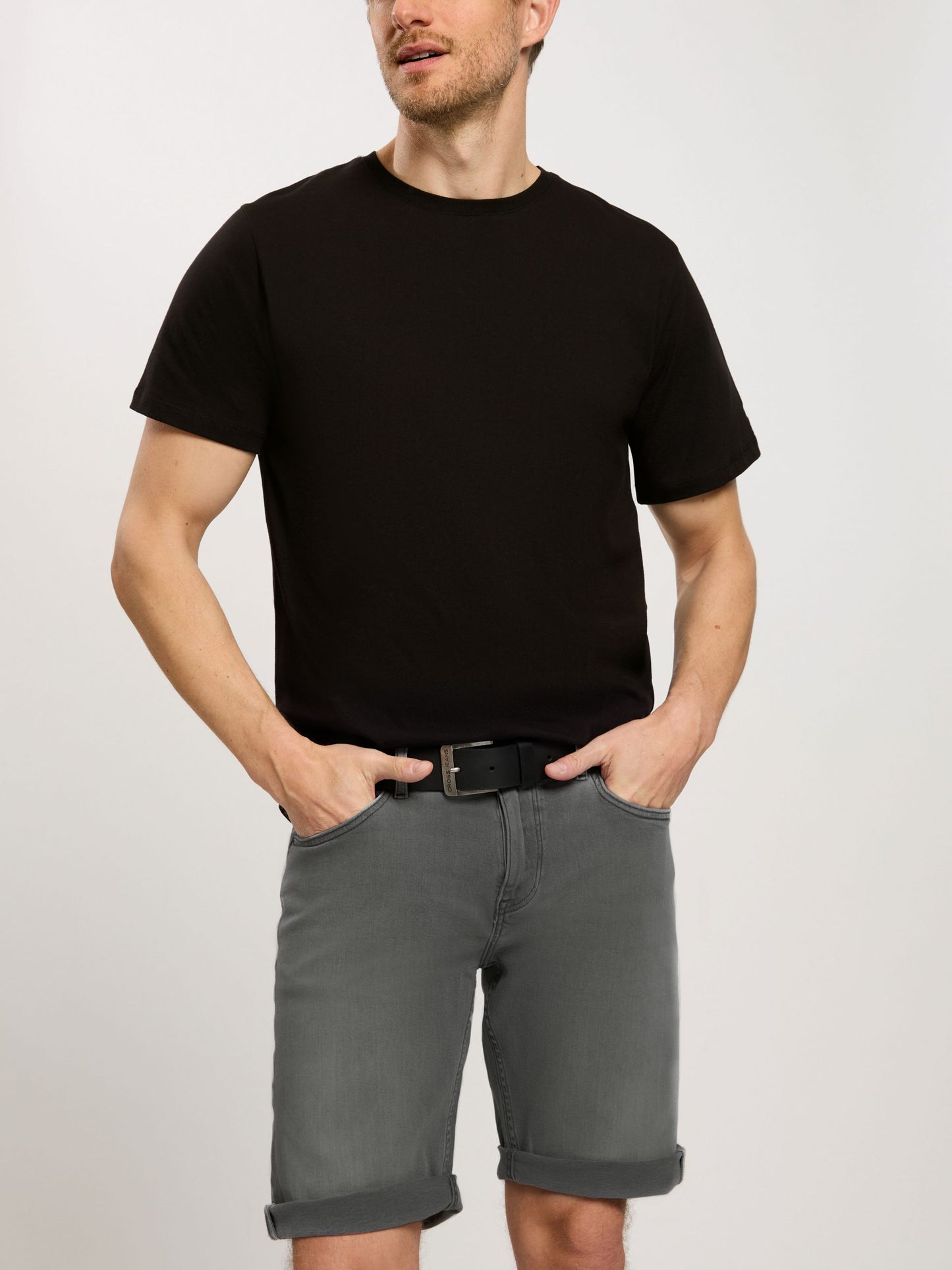 Leom Herren Jeans Shorts Regular dunkelgrau