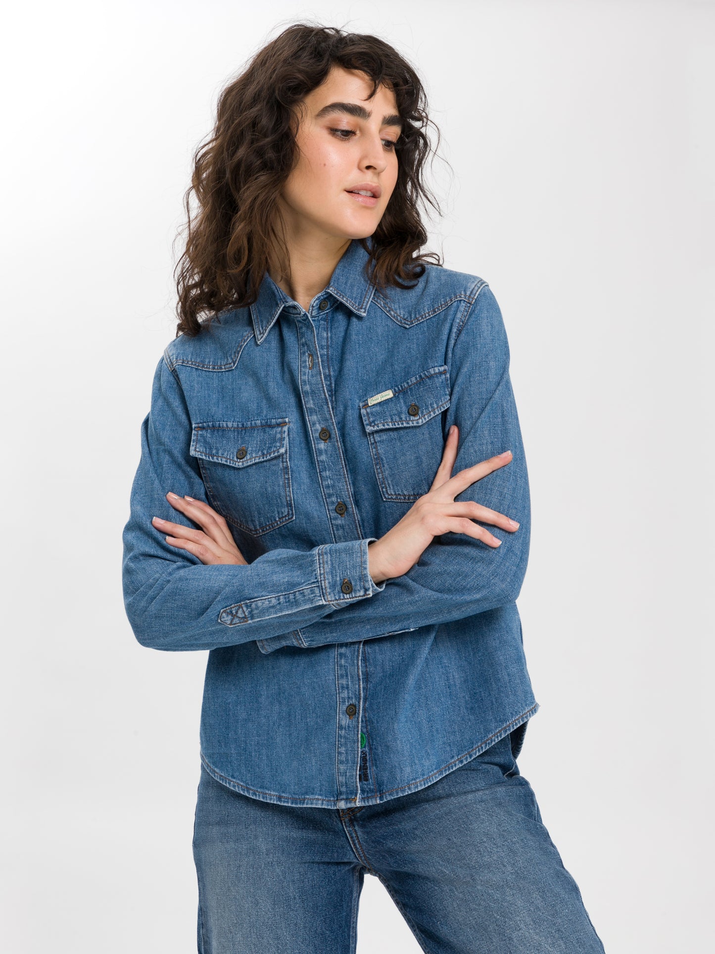 Women's denim jacket denim shirt blue