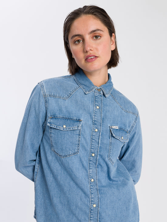 Women's denim jacket denim shirt blue