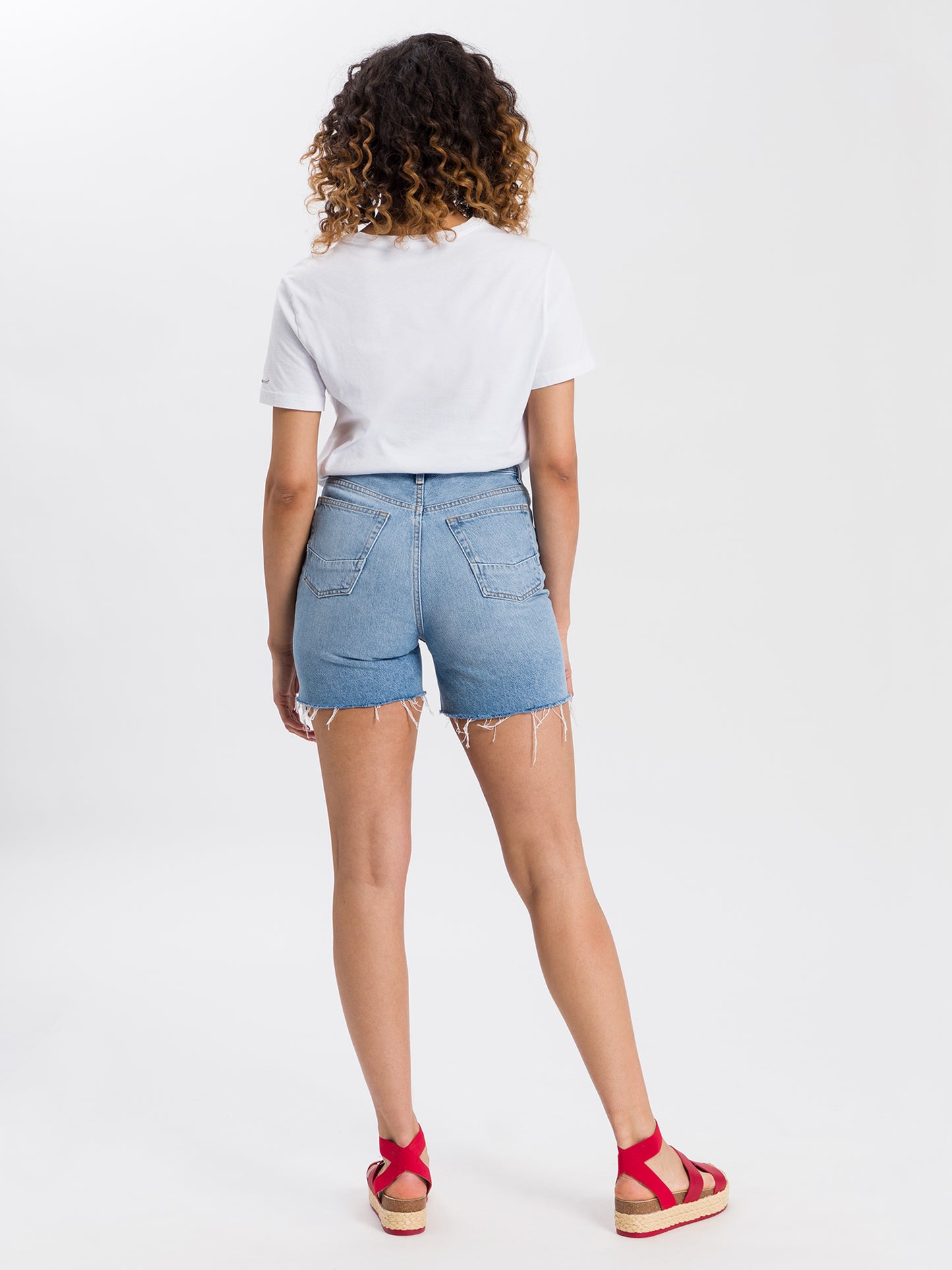 Diana Damen Jeans High Waist Shorts mittelblau