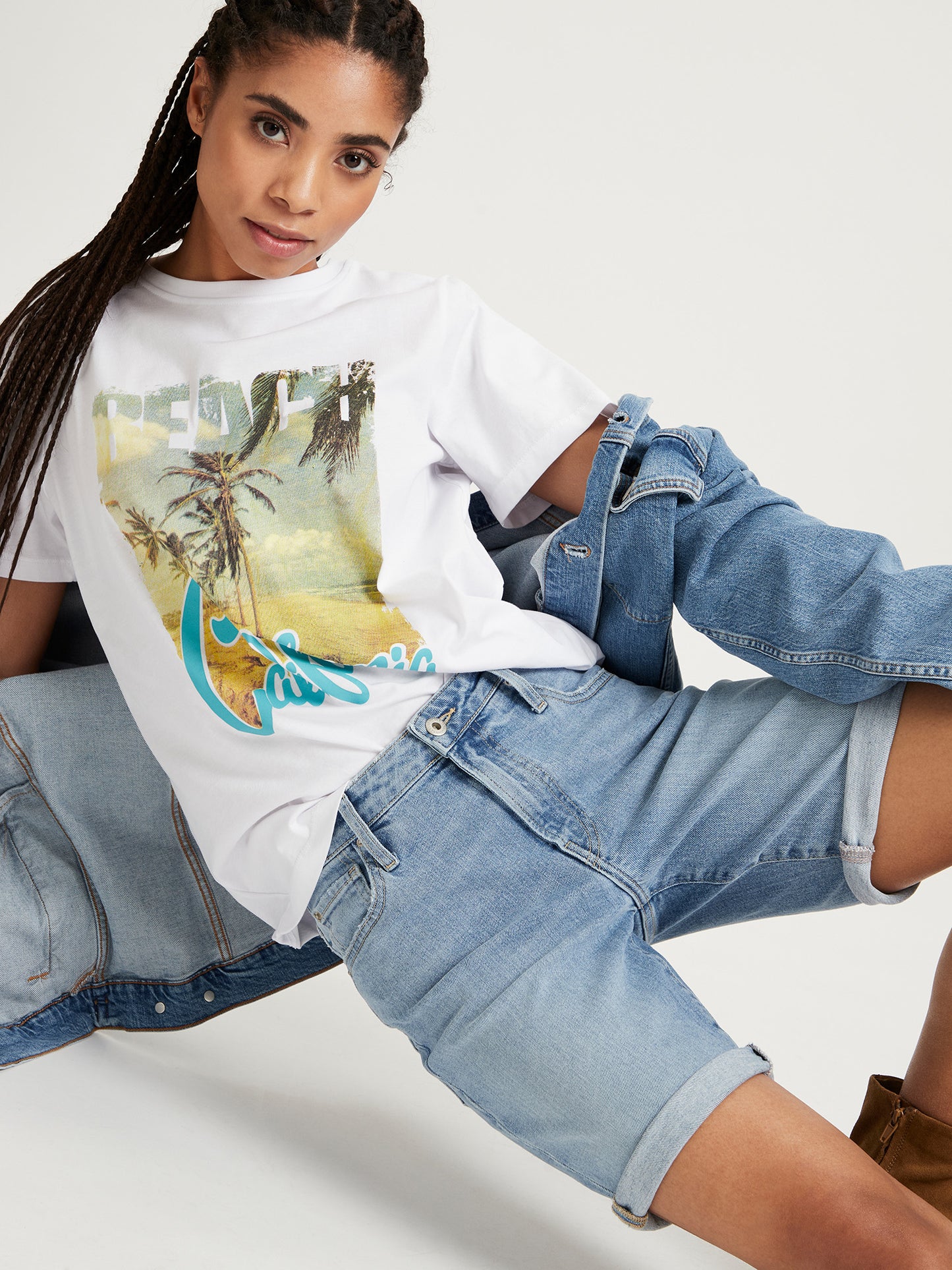 Brooke Damen Jeans-Shorts Mid Waist hellblau