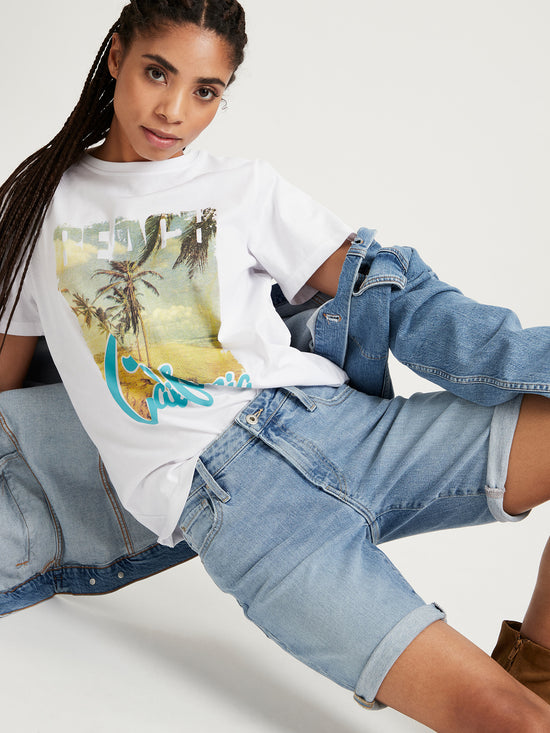 Brooke Damen Jeans-Shorts Mid Waist hellblau