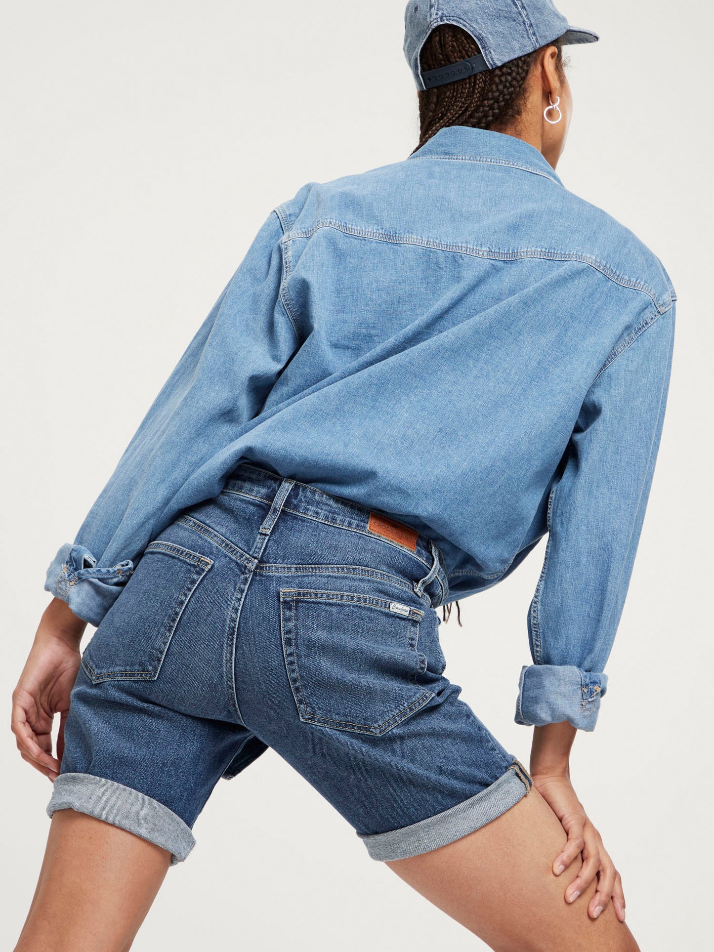 Brooke Damen Jeans-Shorts Mid Waist blau