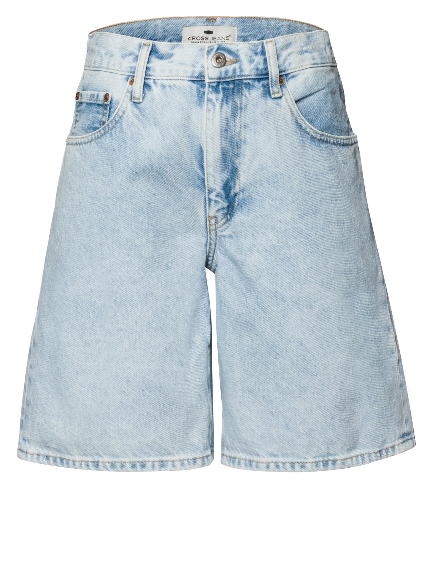 Mila Damen Jeans Relaxed Shorts helles mittelblau