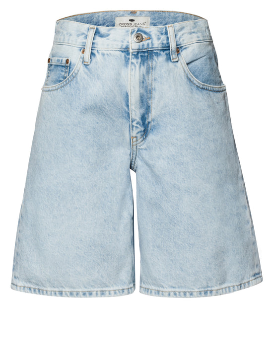 Mila Damen Jeans Relaxed Shorts helles mittelblau