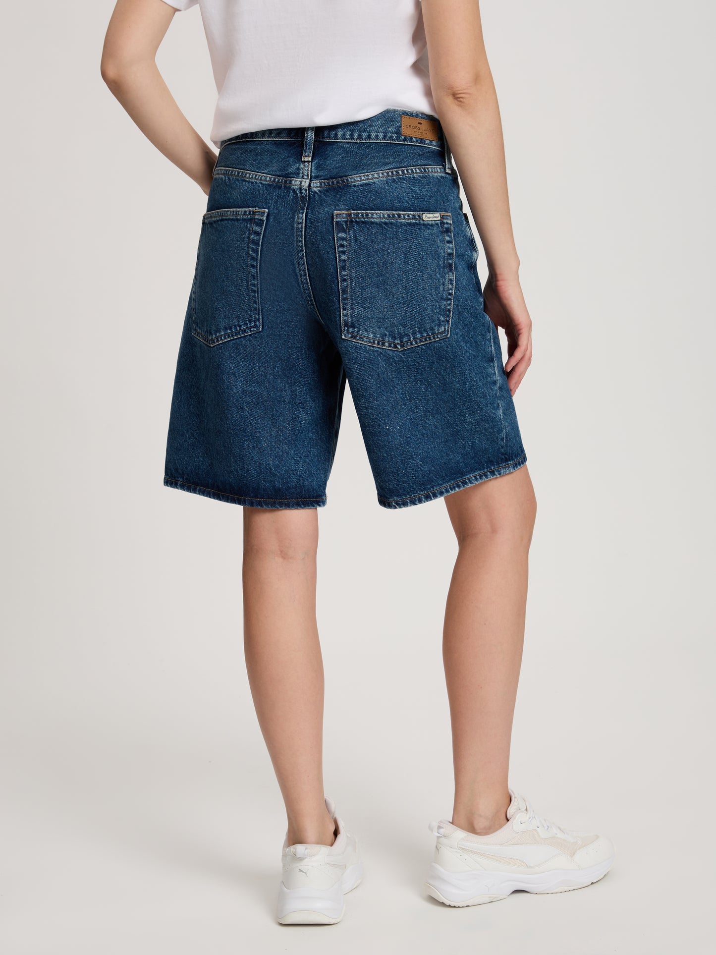 Mila Damen Jeans Relaxed Shorts dunkelblau