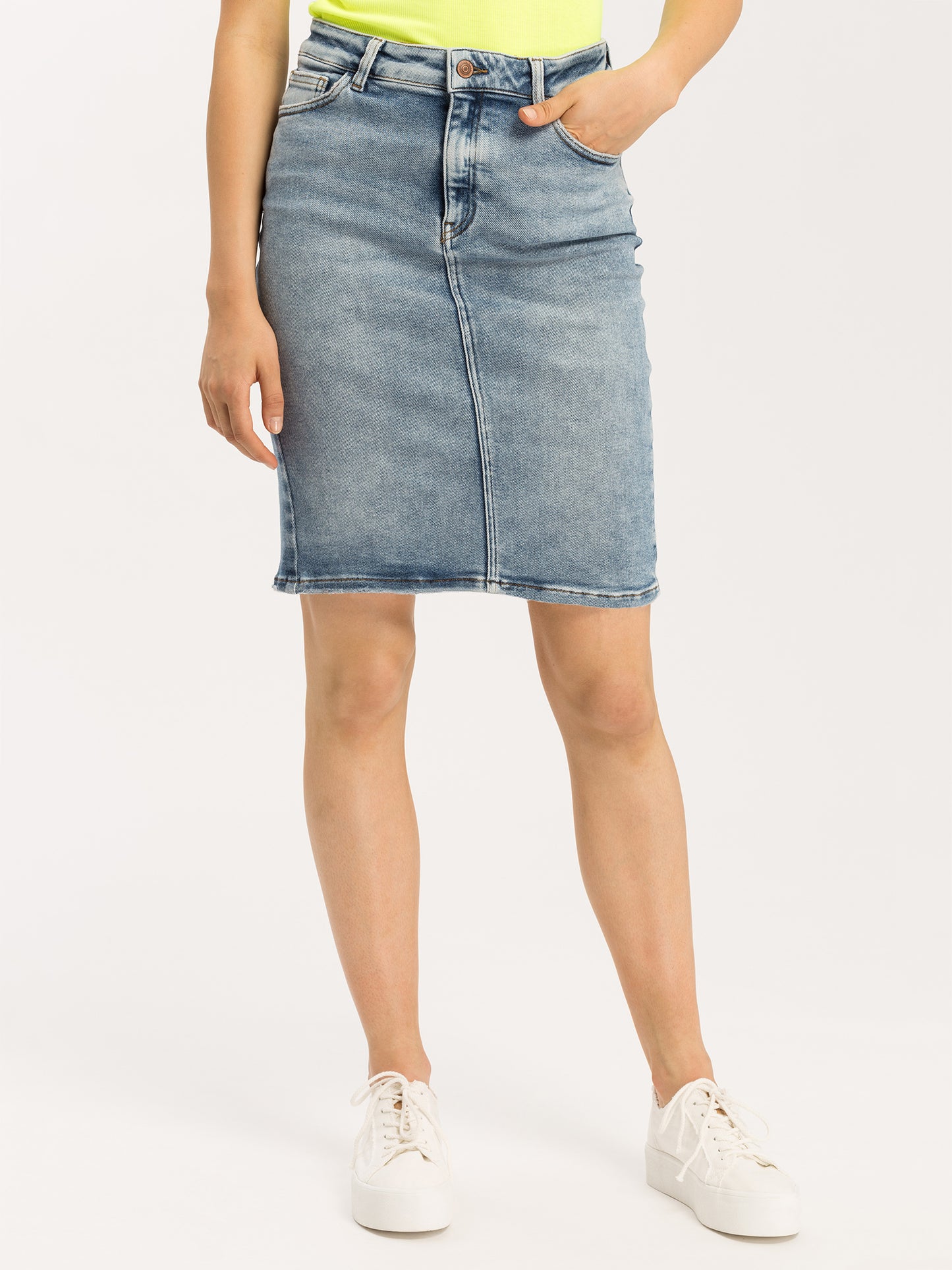 Rosie Damen Jeans Rock mittelblau