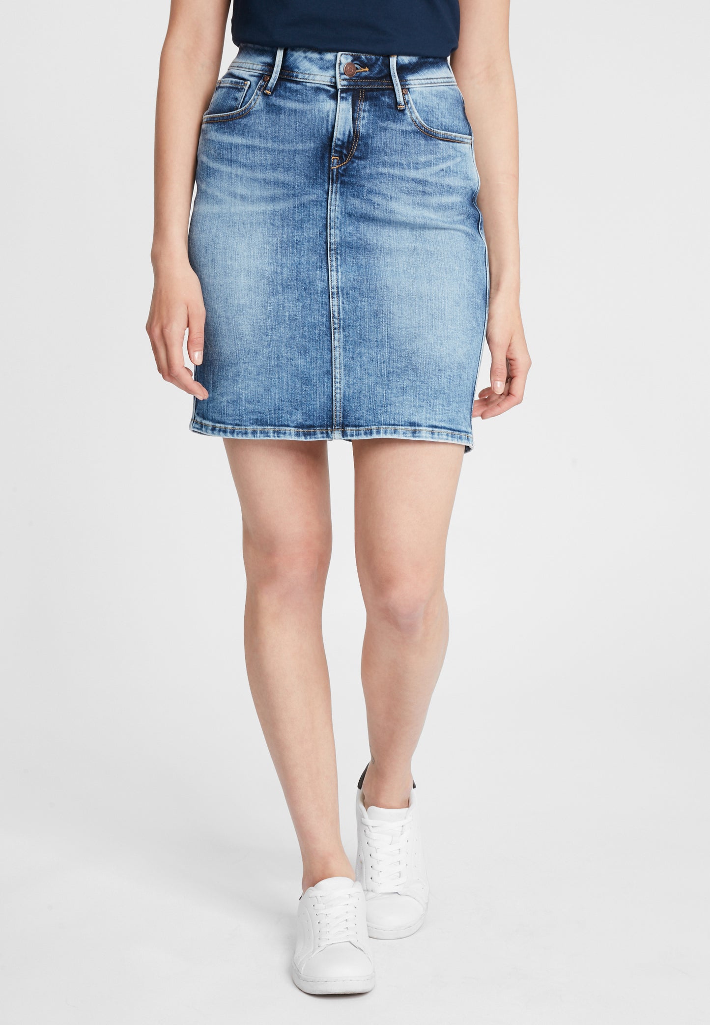Millie Damen Jeans Rock mittelblau