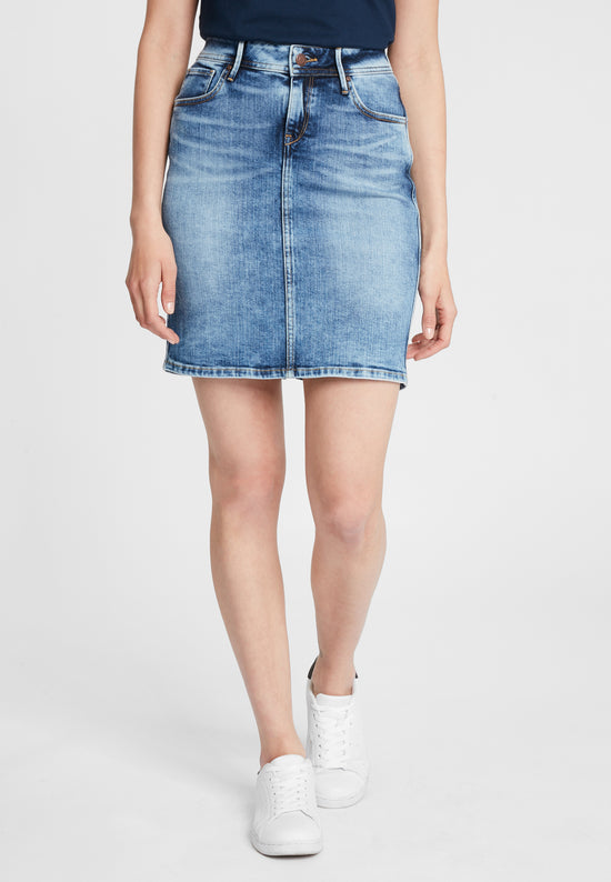 Millie Damen Jeans Rock mittelblau