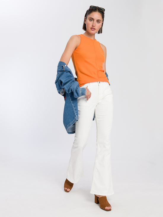 Aurora Women Flared in Pearl White