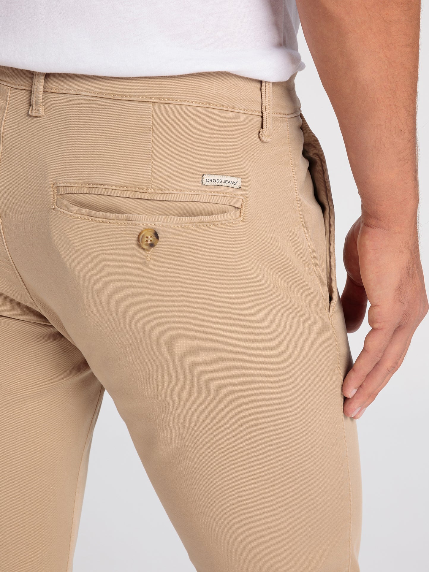 Men's slim tapered fit chinos in beige