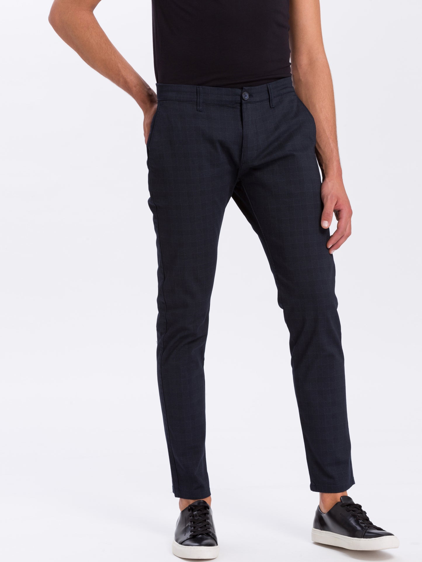 Herren Chino Slim Tapered Fit navy-check