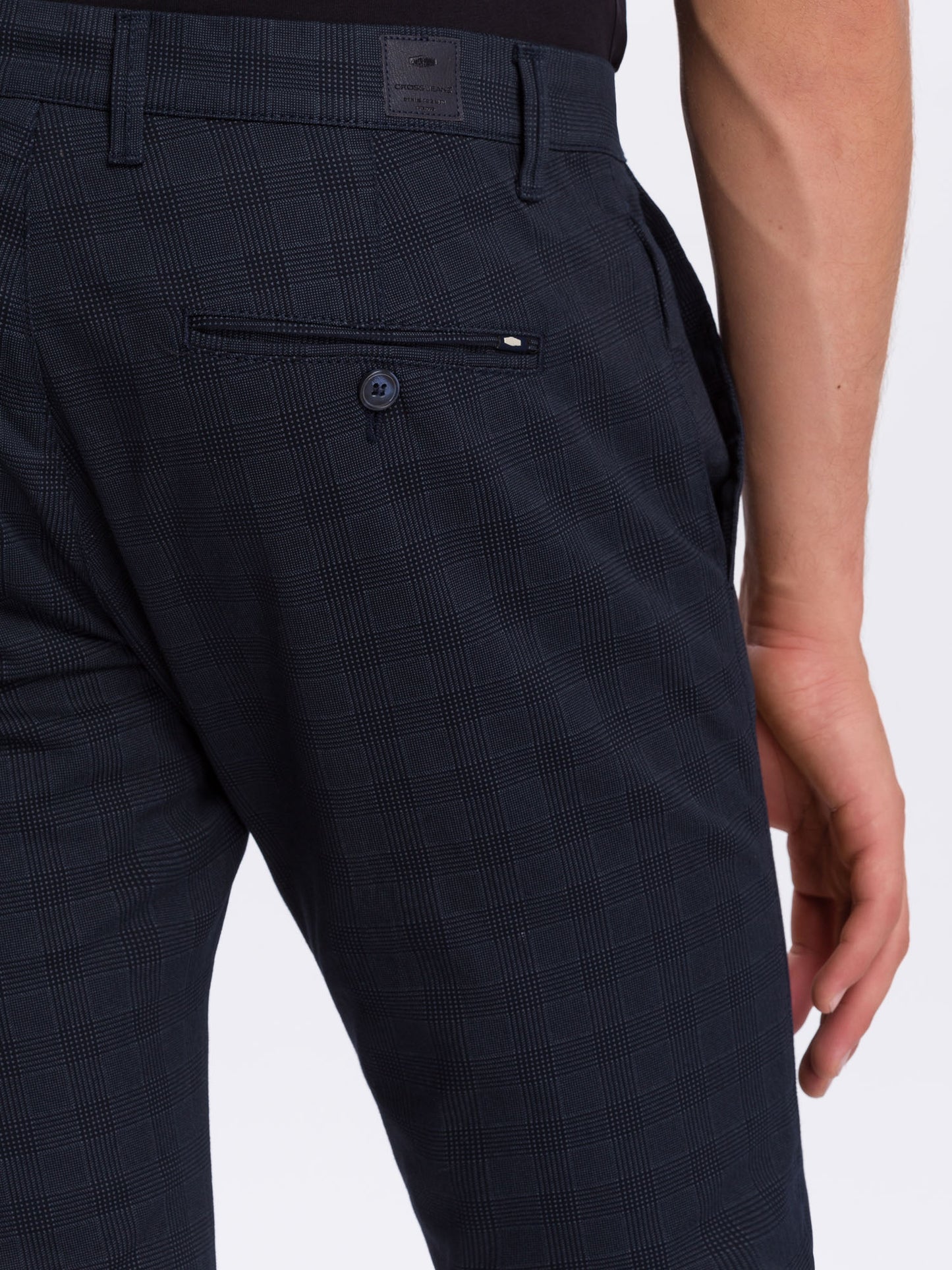 Men's chinos slim tapered fit navy check