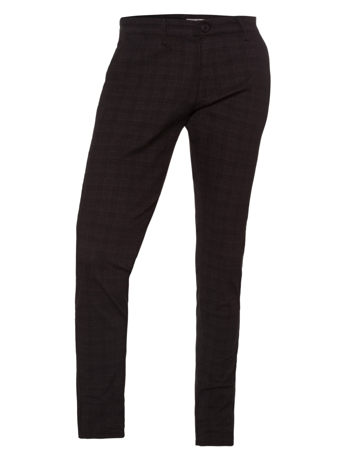 Men's chinos in grey with check pattern