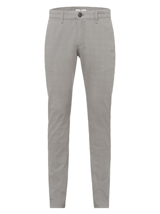 Herren Chino Slim Tapered Fit mit tonigem Karomuster grau.