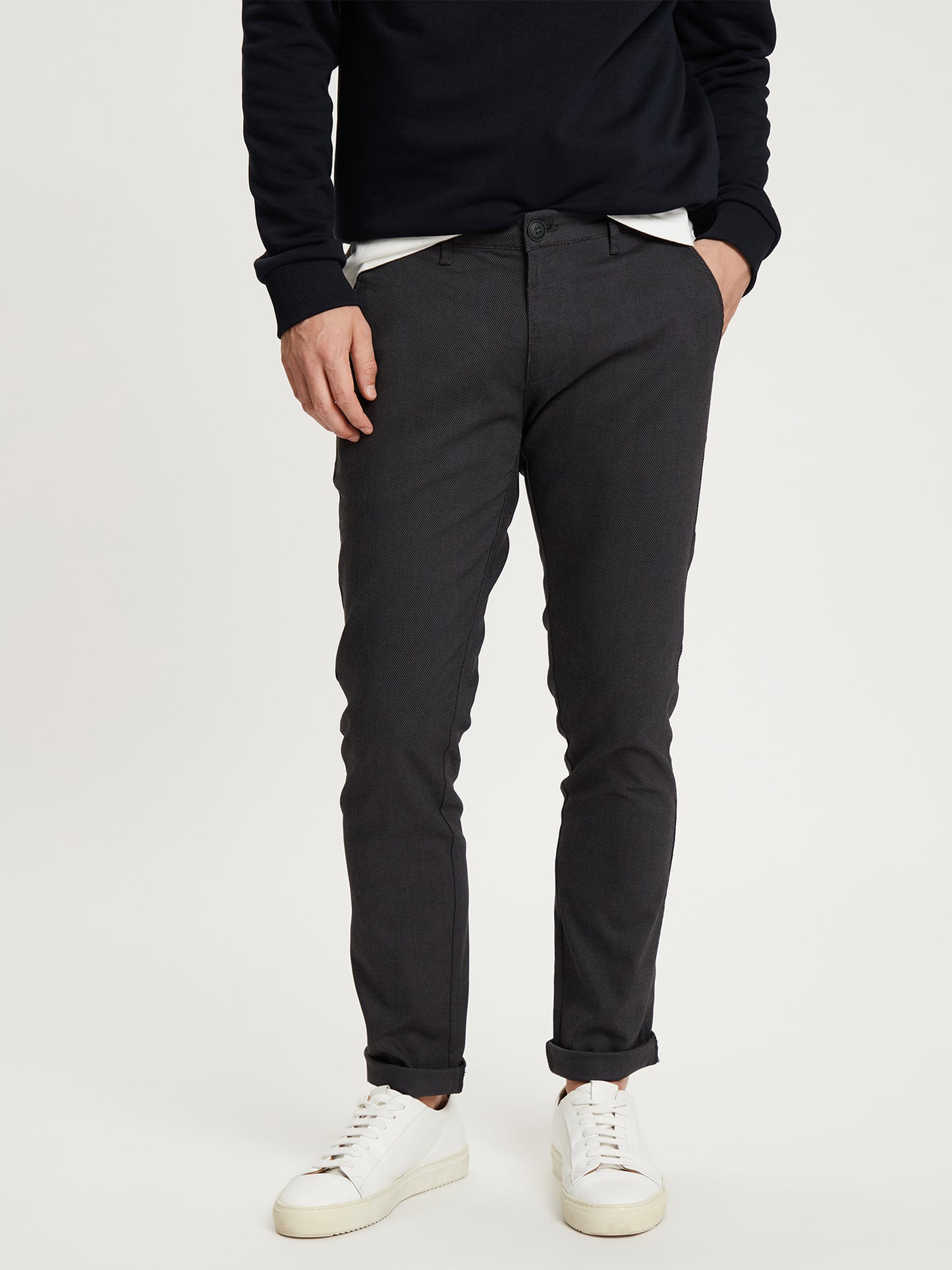 Men's chinos slim tapered fit anthracite