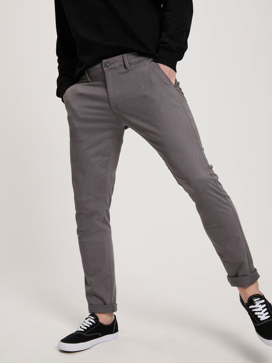 Men's slim tapered fit chinos grey.