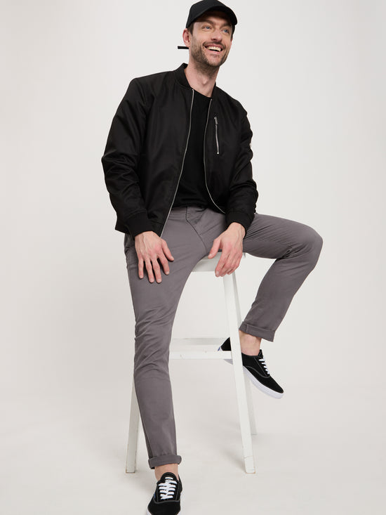 Men's slim tapered fit chinos grey.