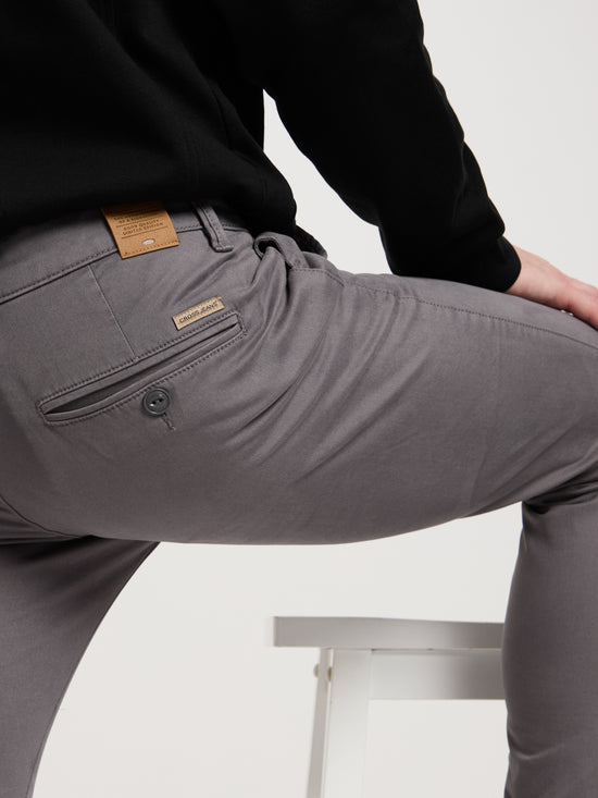 Men's slim tapered fit chinos grey.