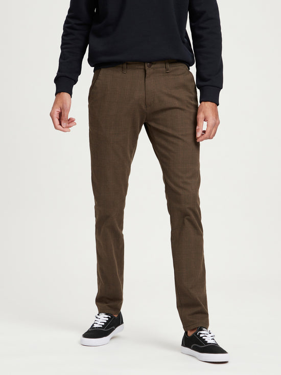 Men's chinos slim tapered fit brown-gray.