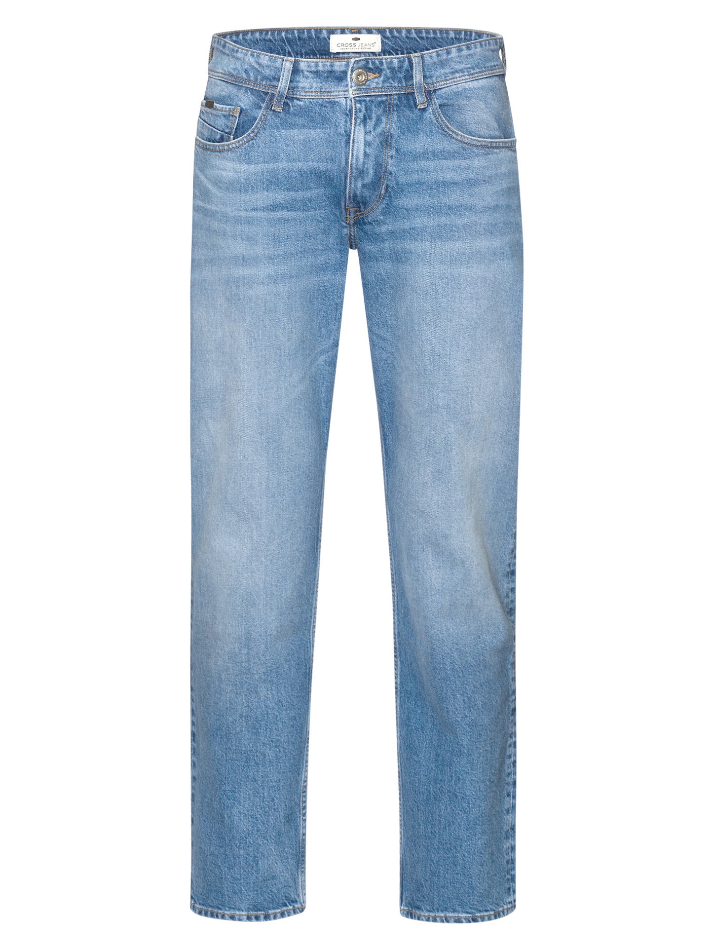 Antonio men's jeans relaxed fit regular waist straight leg medium blue.