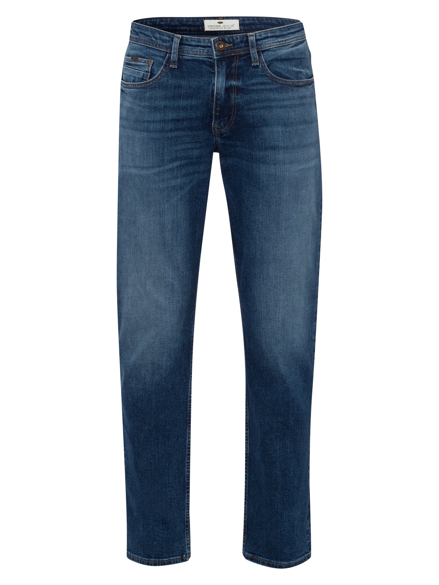 Antonio men's jeans relaxed fit regular waist straight leg medium blue.