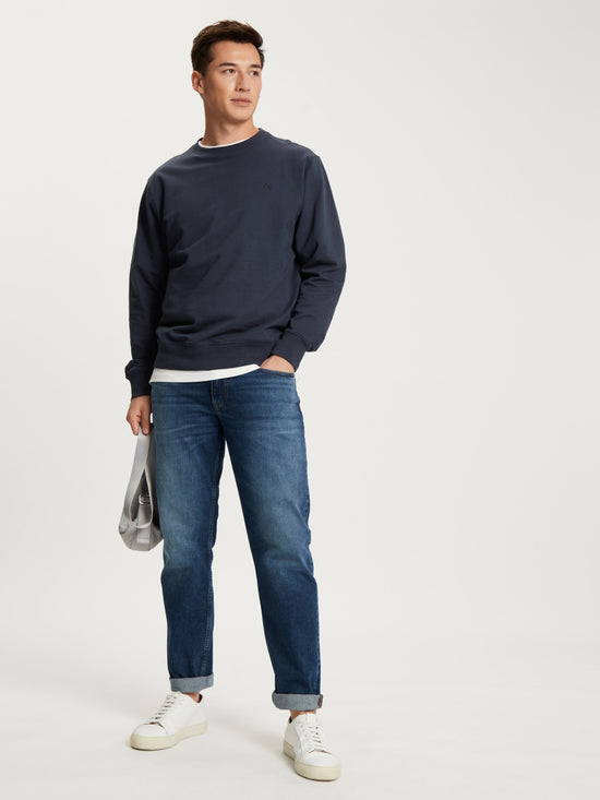 Antonio men's jeans relaxed fit regular waist straight leg medium blue.