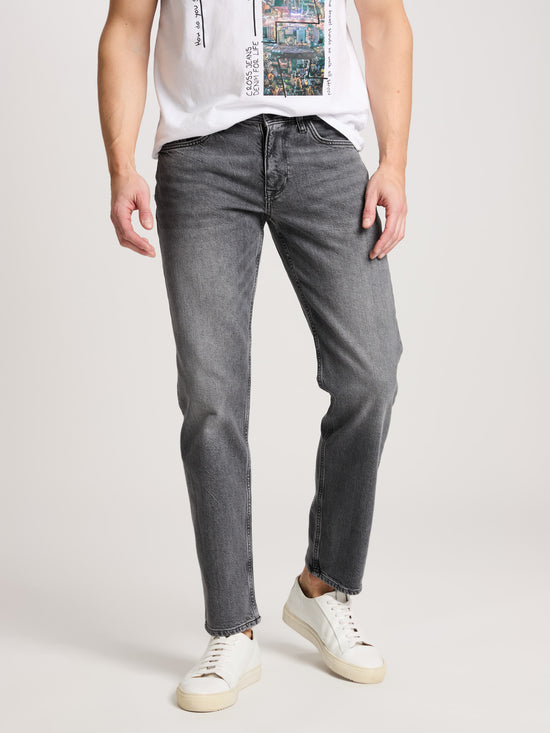 Antonio men's jeans relaxed fit regular waist straight leg grey.