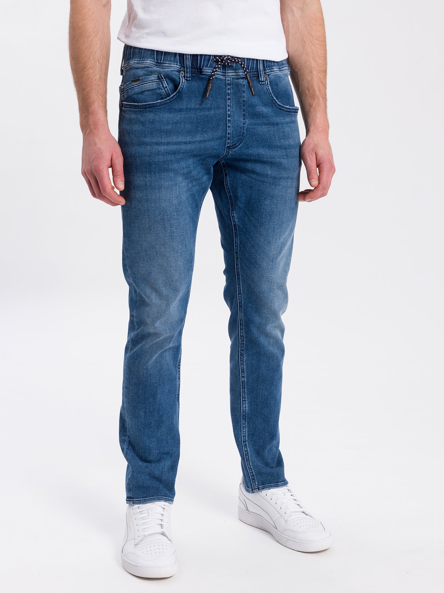 Jimi Men's Jeans Slim Fit Regular Waist Tapered Leg Medium Blue