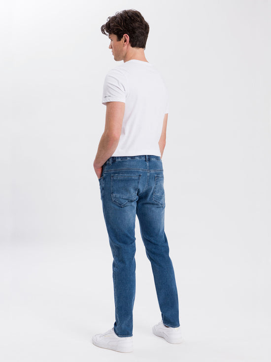 Jimi Men's Jeans Slim Fit Regular Waist Tapered Leg Medium Blue
