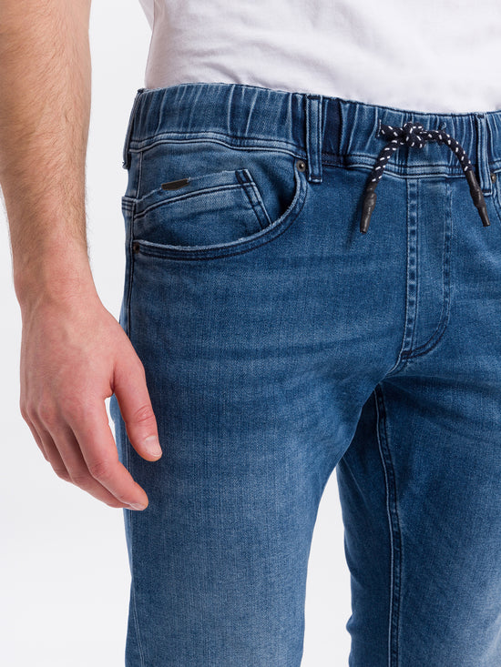 Jimi Men's Jeans Slim Fit Regular Waist Tapered Leg Medium Blue