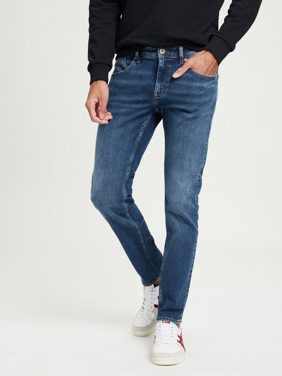 Jimi Men's Jeans Slim Fit Regular Waist Tapered Leg Medium Blue